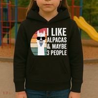 I Like Alpacas And Maybe 3 People Apparel Llama Lovers Kids Hoodie thumb 3