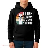 I Like Alpacas And Maybe 3 People Apparel Llama Lovers Kids Hoodie thumb 4