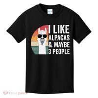 I Like Alpacas And Maybe 3 People Apparel Llama Lovers Kids T-Shirt thumb 0