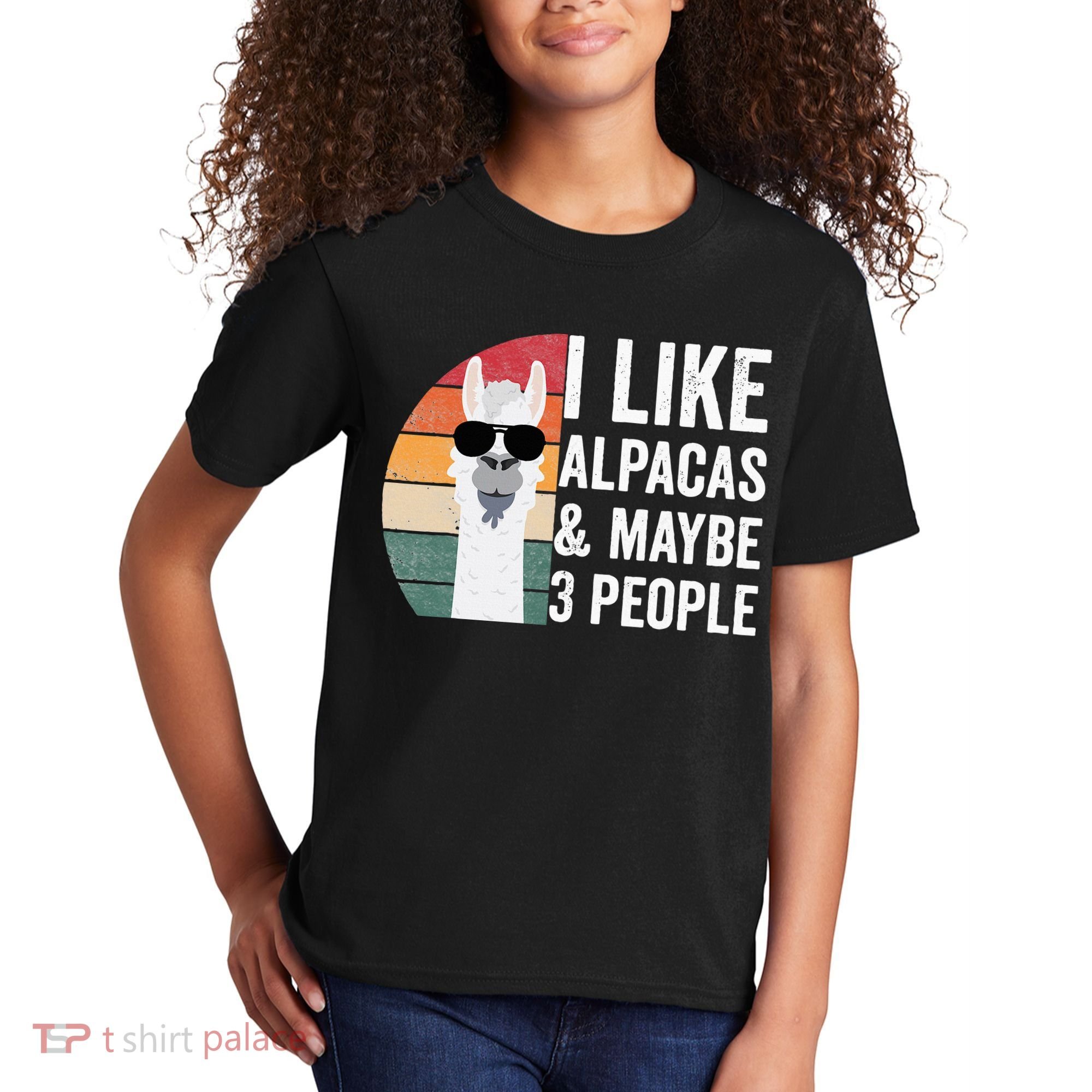 I Like Alpacas And Maybe 3 People Apparel Llama Lovers Kids T-Shirt