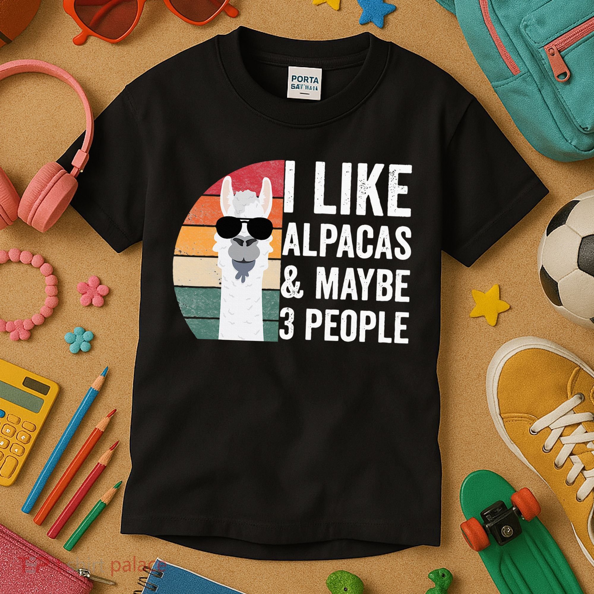 I Like Alpacas And Maybe 3 People Apparel Llama Lovers Kids T-Shirt
