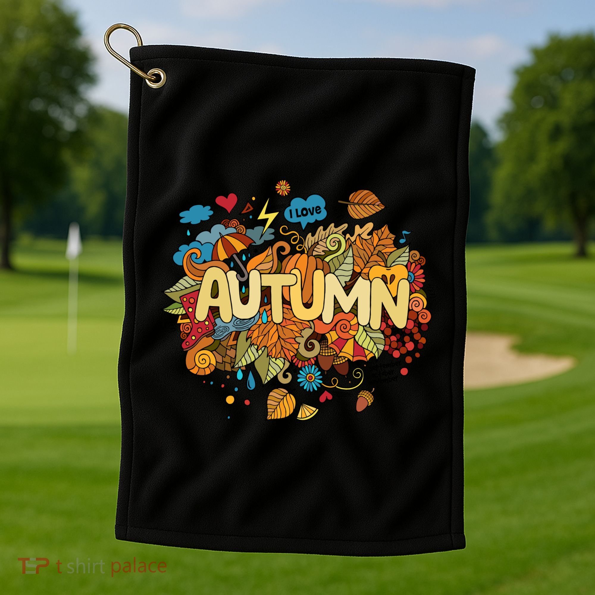 I Love Autumn Cute Gift Golf Towel