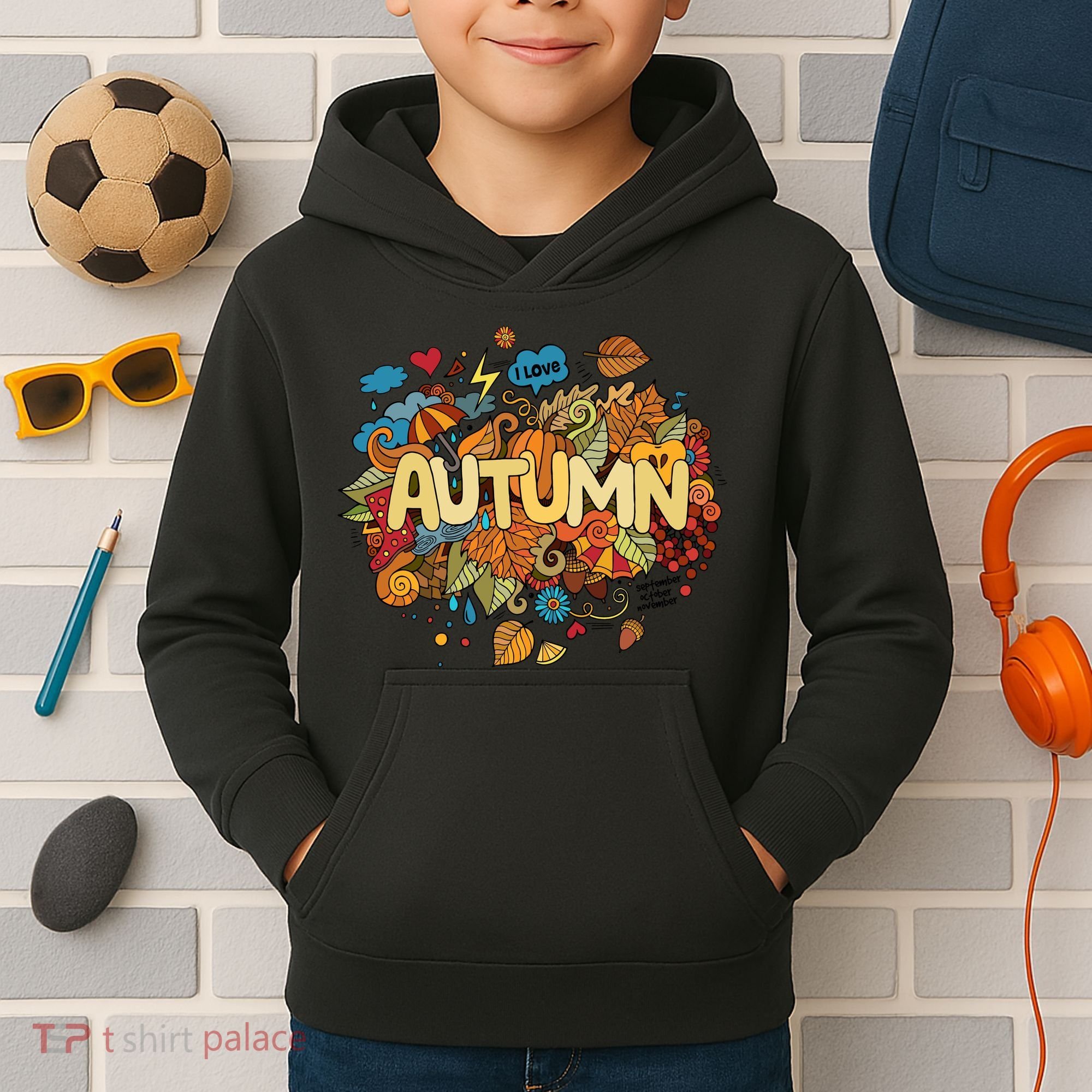 I Love Autumn Cute Gift Kids Hoodie