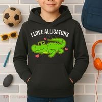 I Love Alligators Cute Alligator Kids Hoodie thumb 2