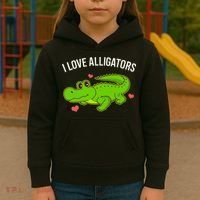 I Love Alligators Cute Alligator Kids Hoodie thumb 3