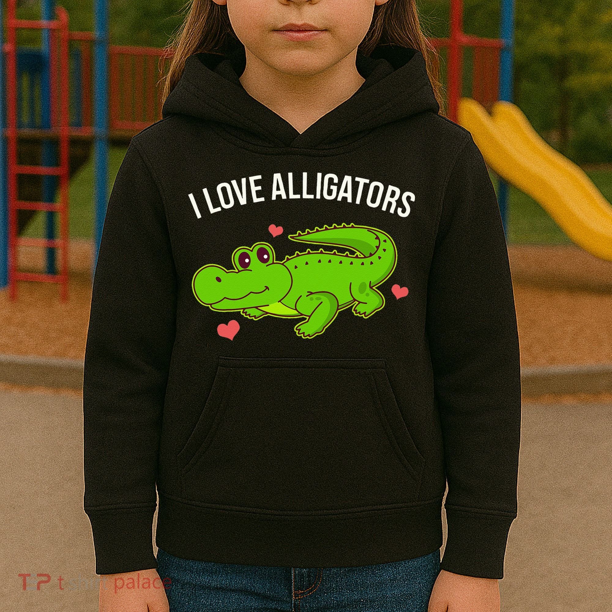 I Love Alligators Cute Alligator Kids Hoodie