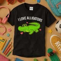 I Love Alligators Cute Alligator Kids T-Shirt thumb 3