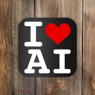 I Love AI I Heart Artificial Intelligence Coaster