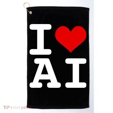 I Love AI I Heart Artificial Intelligence Golf Towel