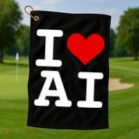 I Love AI I Heart Artificial Intelligence Golf Towel thumb 1
