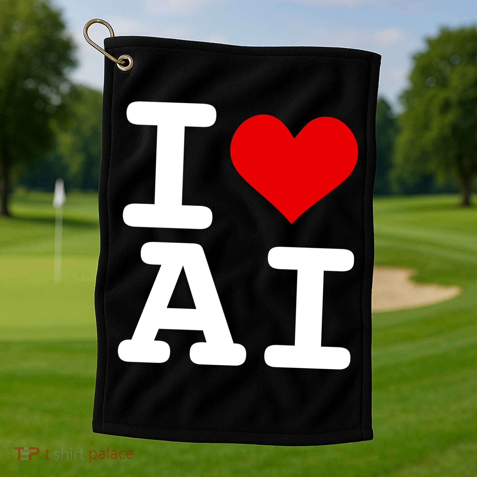 I Love AI I Heart Artificial Intelligence Golf Towel