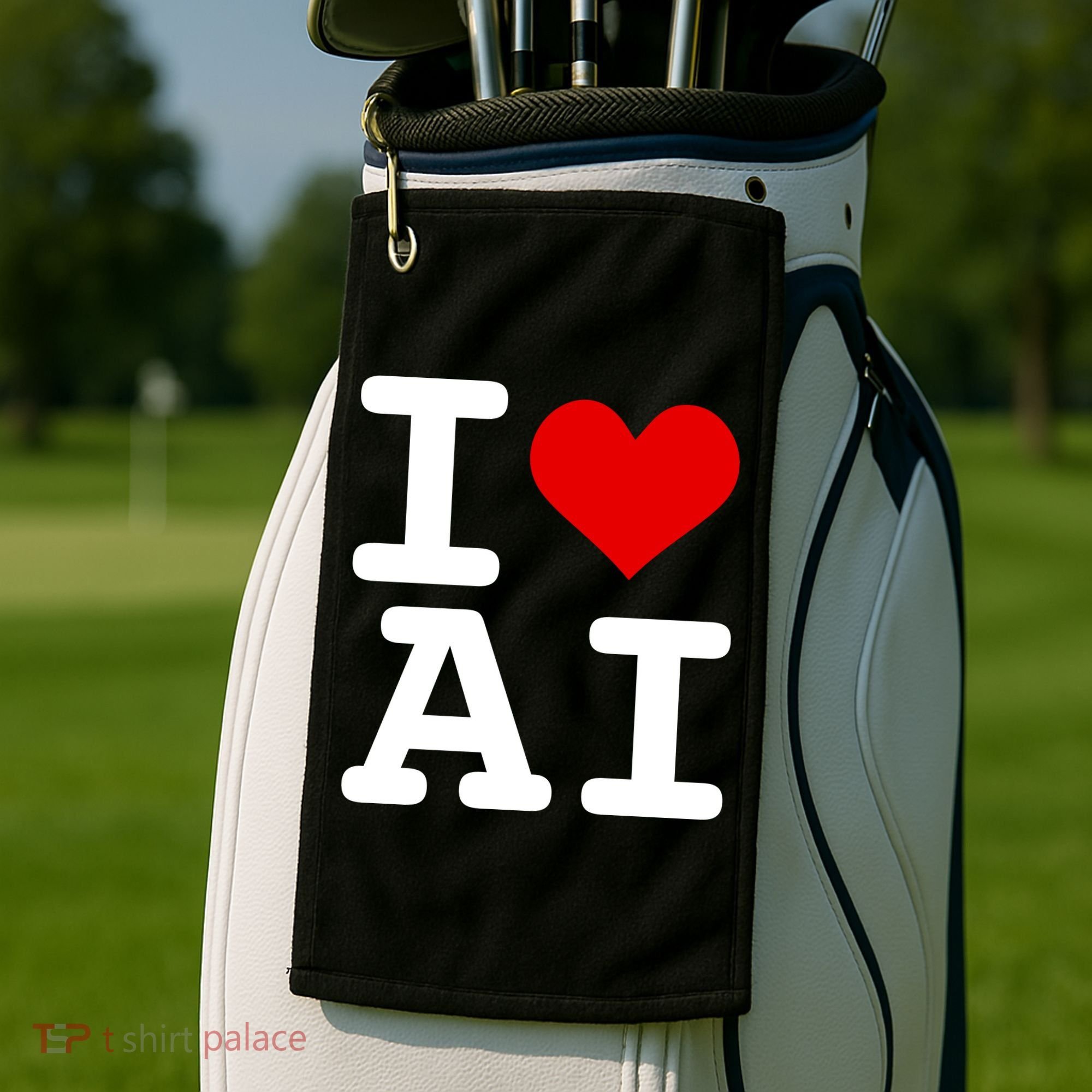 I Love AI I Heart Artificial Intelligence Golf Towel