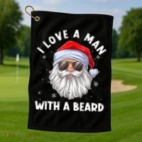 I Love A With A Beard Santa Claus Christmas Pajamas Gift Golf Towel thumb 1