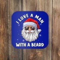 I Love A With A Beard Santa Claus Christmas Pajamas Gift Coaster thumb 0