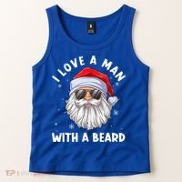 I Love A With A Beard Santa Claus Christmas Pajamas Gift Tank Top thumb 2