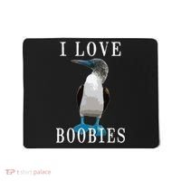 I Love Boobies Blue Footed Boobie Bird Mousepad thumb 0