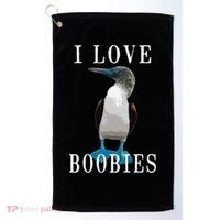 I Love Boobies Blue Footed Boobie Bird Golf Towel thumb 0