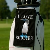 I Love Boobies Blue Footed Boobie Bird Golf Towel thumb 2