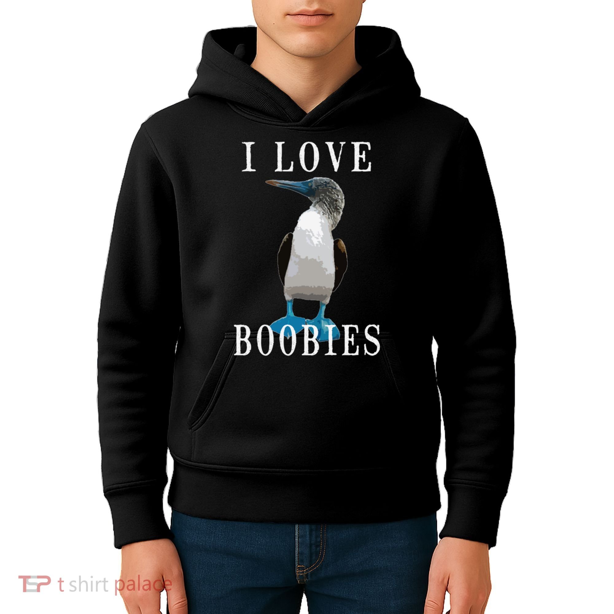 I Love Boobies Blue Footed Boobie Bird Kids Hoodie