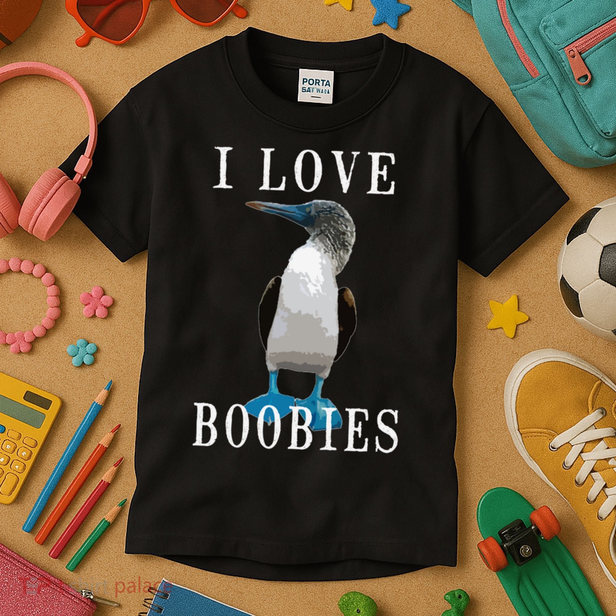 I Love Boobies Blue Footed Boobie Bird Kids T-Shirt