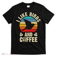 I Like Birds & Coffee Funny Vintage Birds Theme Lover Gift T-Shirt thumb 0