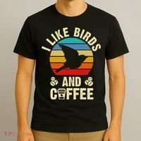 I Like Birds & Coffee Funny Vintage Birds Theme Lover Gift T-Shirt thumb 3