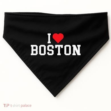 I Love Boston Massachusetts Throwback USA-Made Doggie Bandana