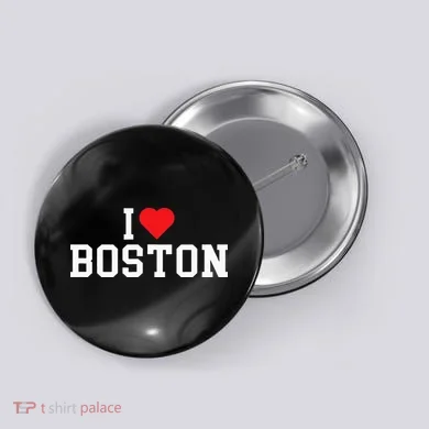 I Love Boston Massachusetts Throwback Button