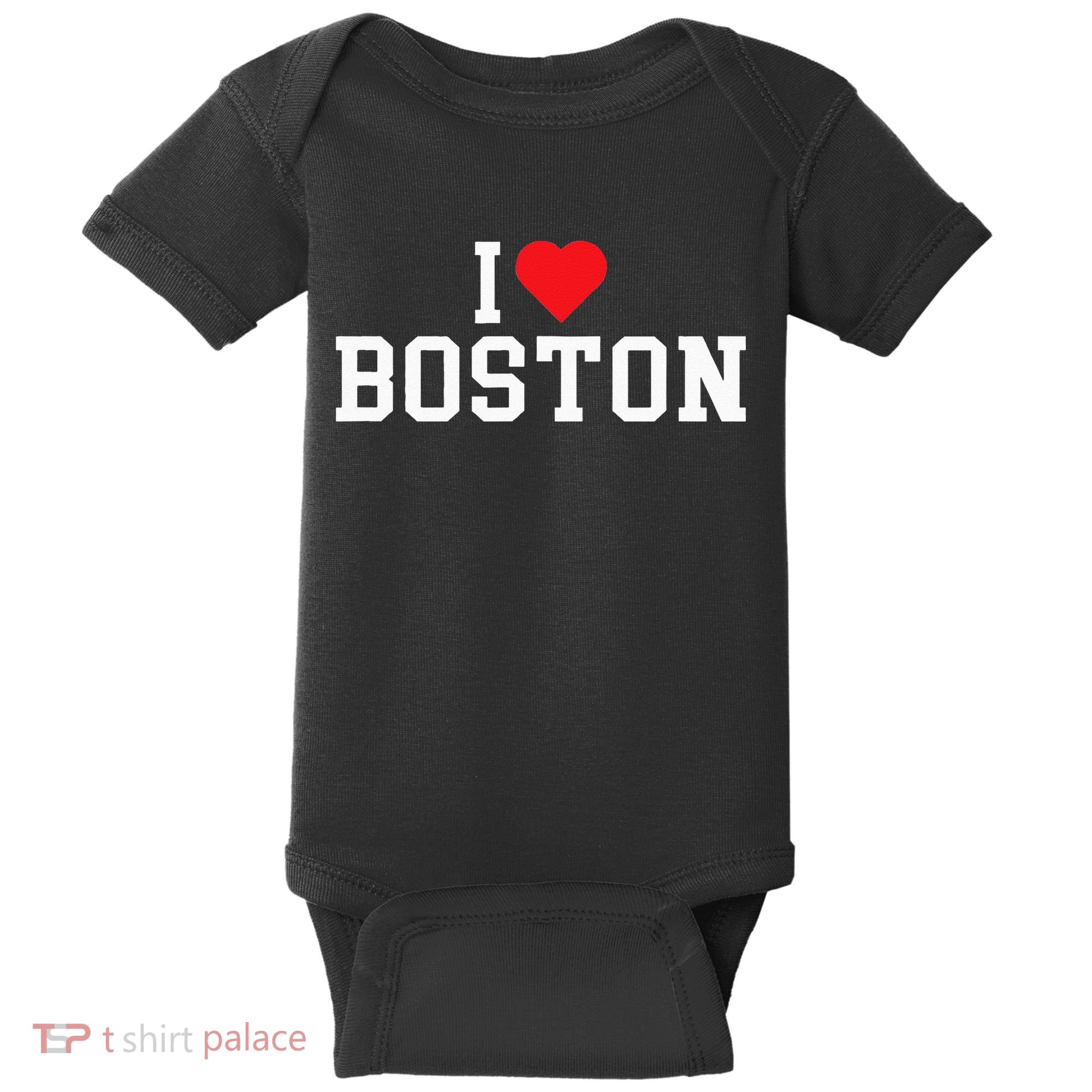 I Love Boston Massachusetts Throwback Baby Bodysuit