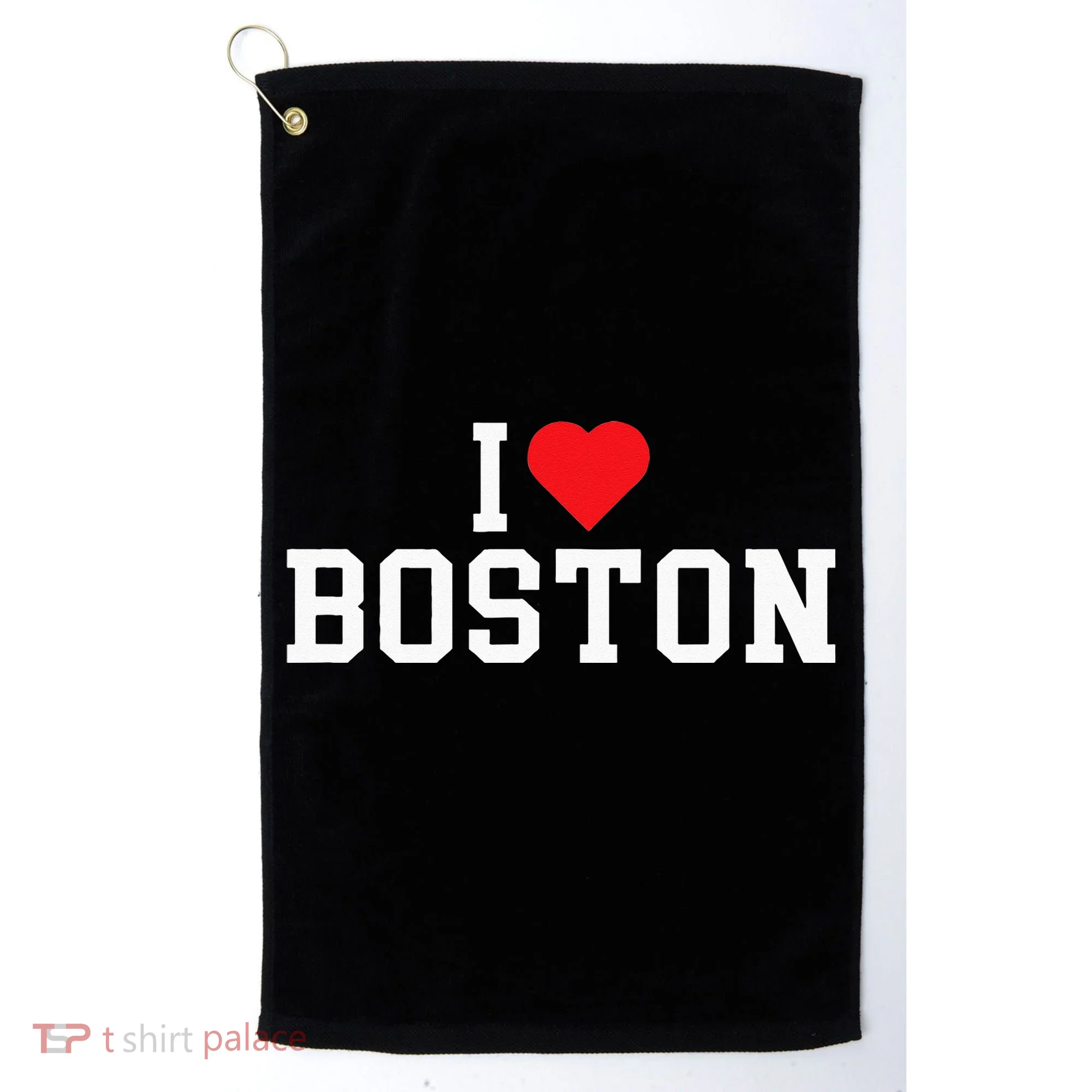 I Love Boston Massachusetts Throwback Golf Towel