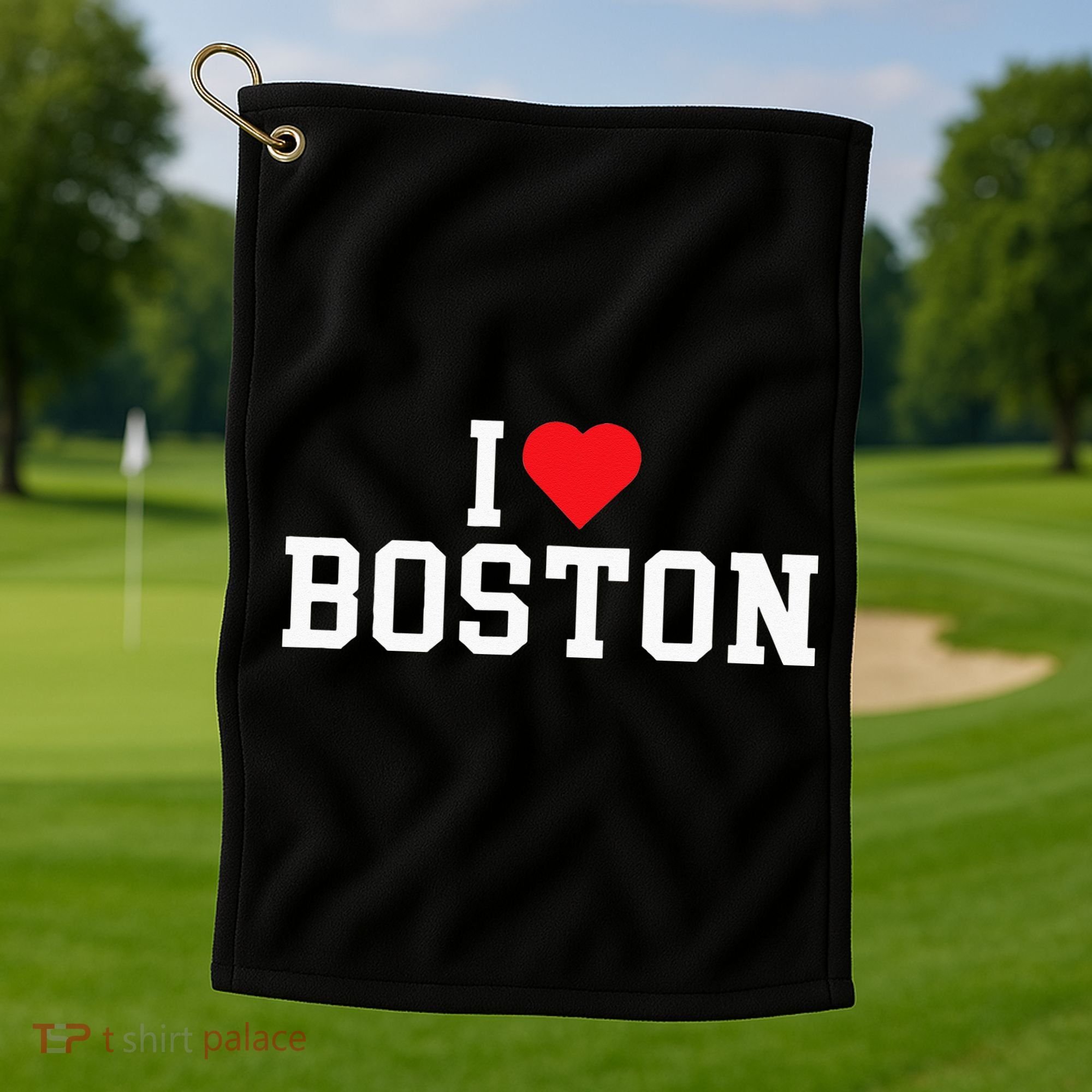 I Love Boston Massachusetts Throwback Golf Towel