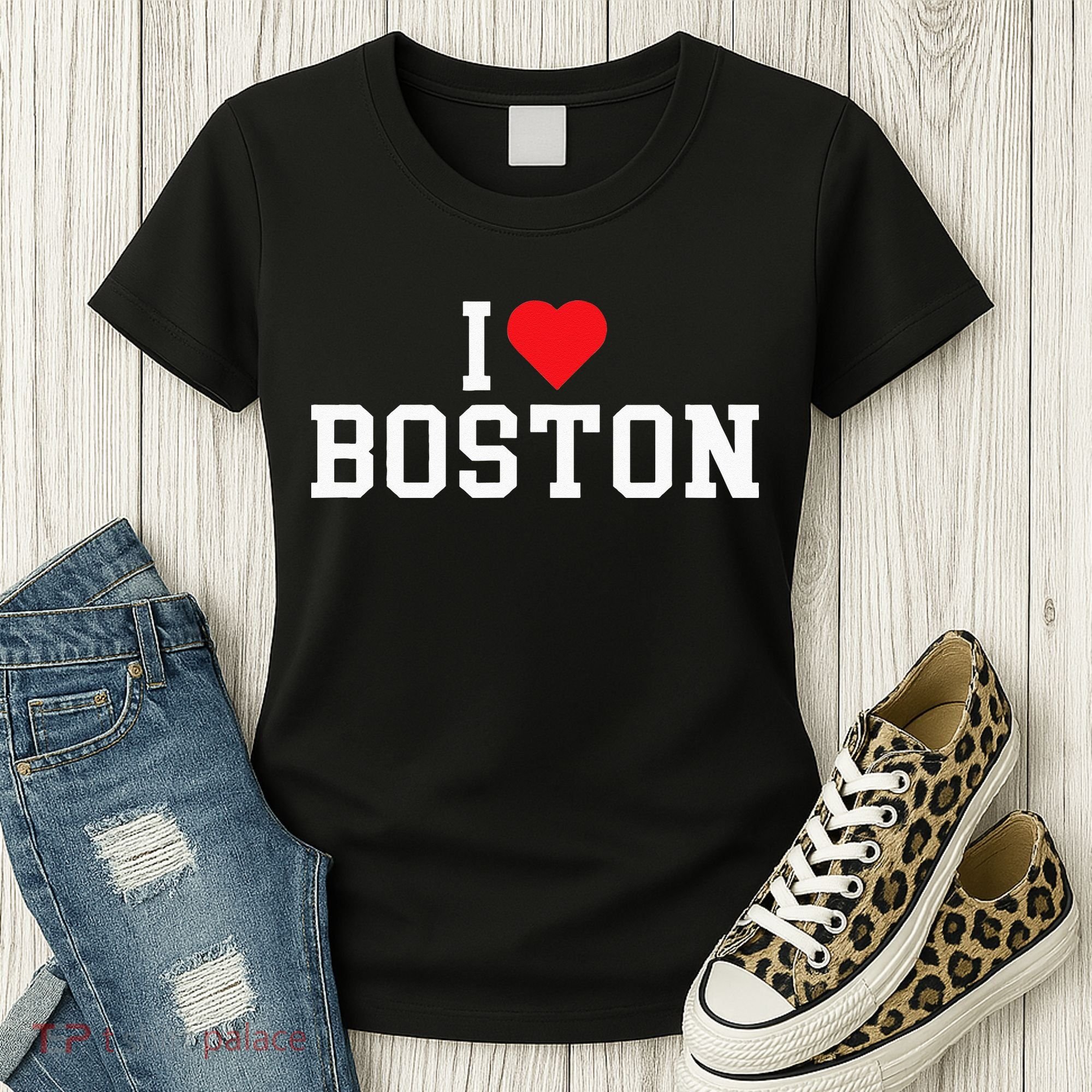 I Love Boston Massachusetts Throwback Women's T-Shirt