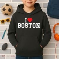 I Love Boston Massachusetts Throwback Kids Hoodie thumb 2