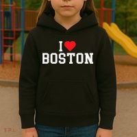 I Love Boston Massachusetts Throwback Kids Hoodie thumb 3
