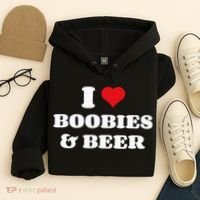 I Love Boobies And Beer Funny Humorous Hoodie thumb 4