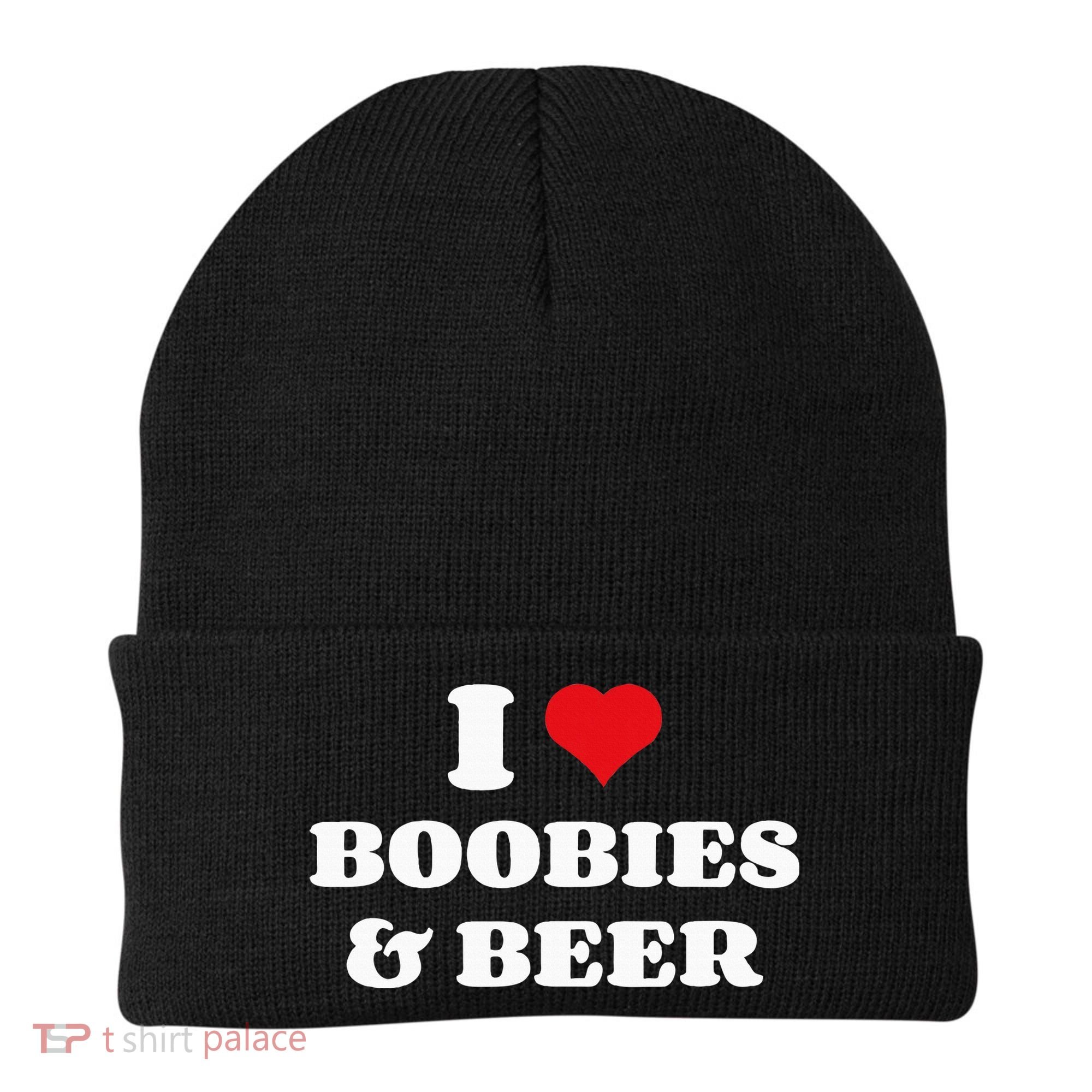 I Love Boobies And Beer Funny Humorous Beanie