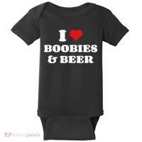 I Love Boobies And Beer Funny Humorous Baby Bodysuit thumb 0
