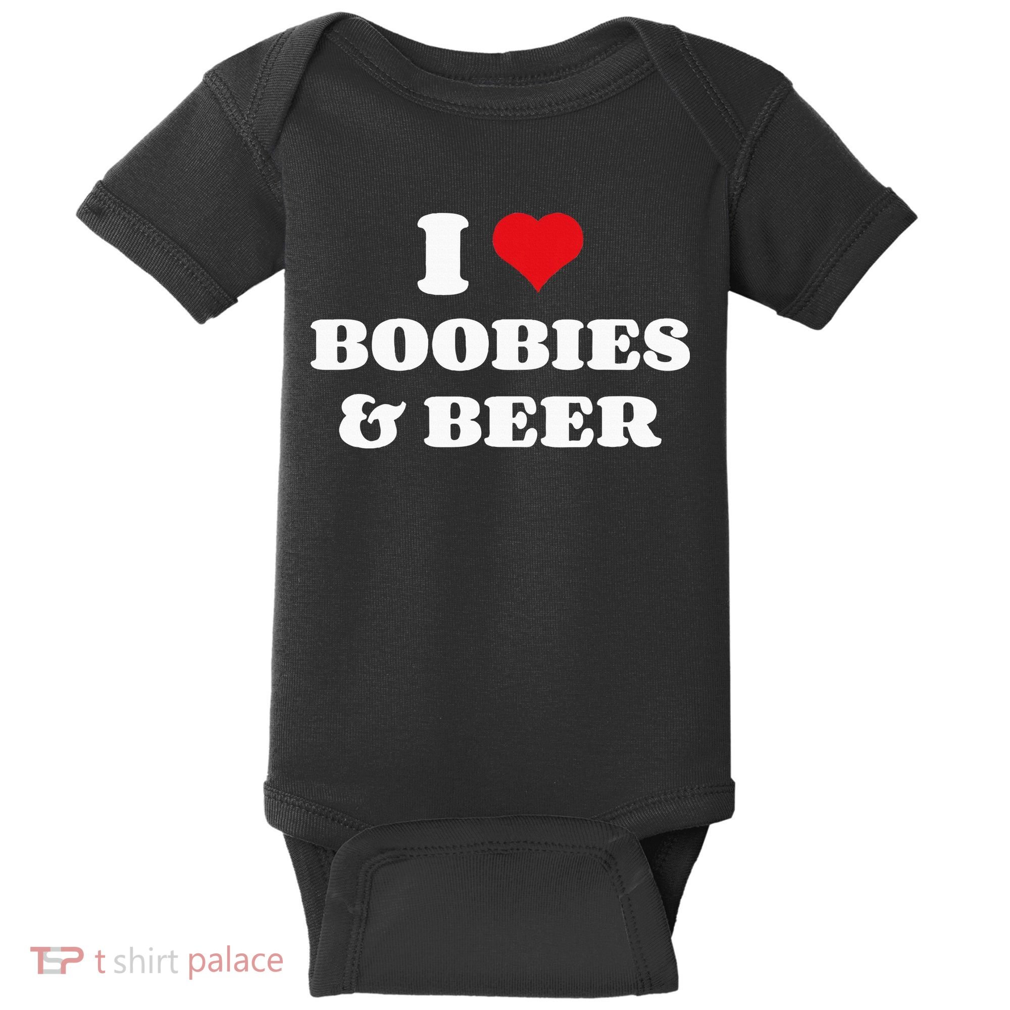 I Love Boobies And Beer Funny Humorous Baby Bodysuit