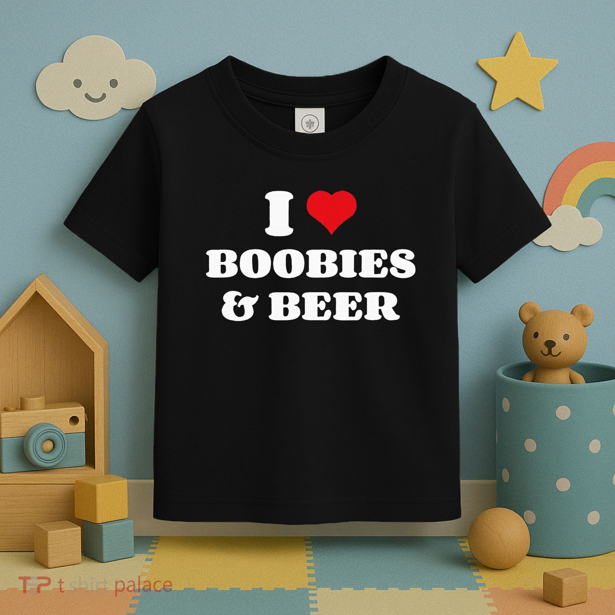 I Love Boobies And Beer Funny Humorous Toddler T-Shirt