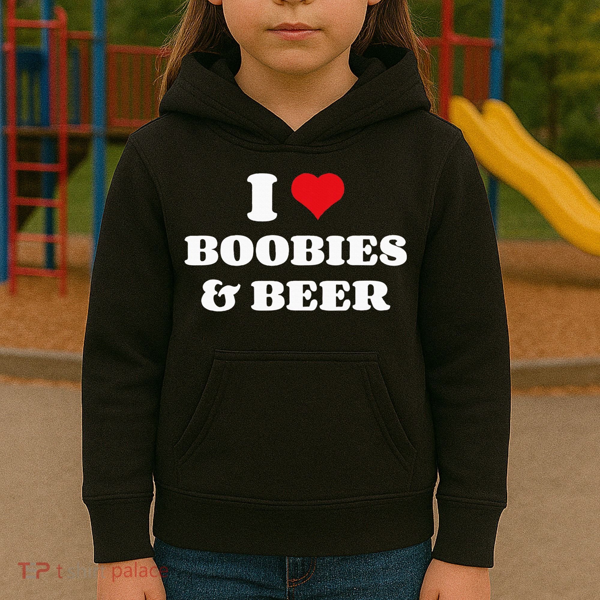 I Love Boobies And Beer Funny Humorous Kids Hoodie
