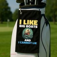 I Like Big Boats And I Cannot Lie Cool Gift Golf Towel thumb 2
