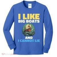 I Like Big Boats And I Cannot Lie Cool Gift Kids Long Sleeve Shirt thumb 0