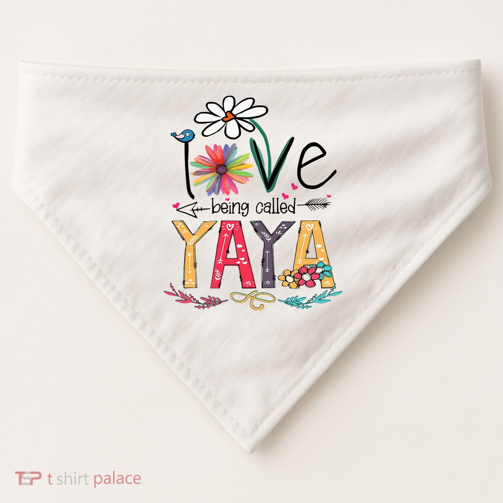 I Love Being Called Yaya Sunflower Mother's Day USA-Made Doggie Bandana