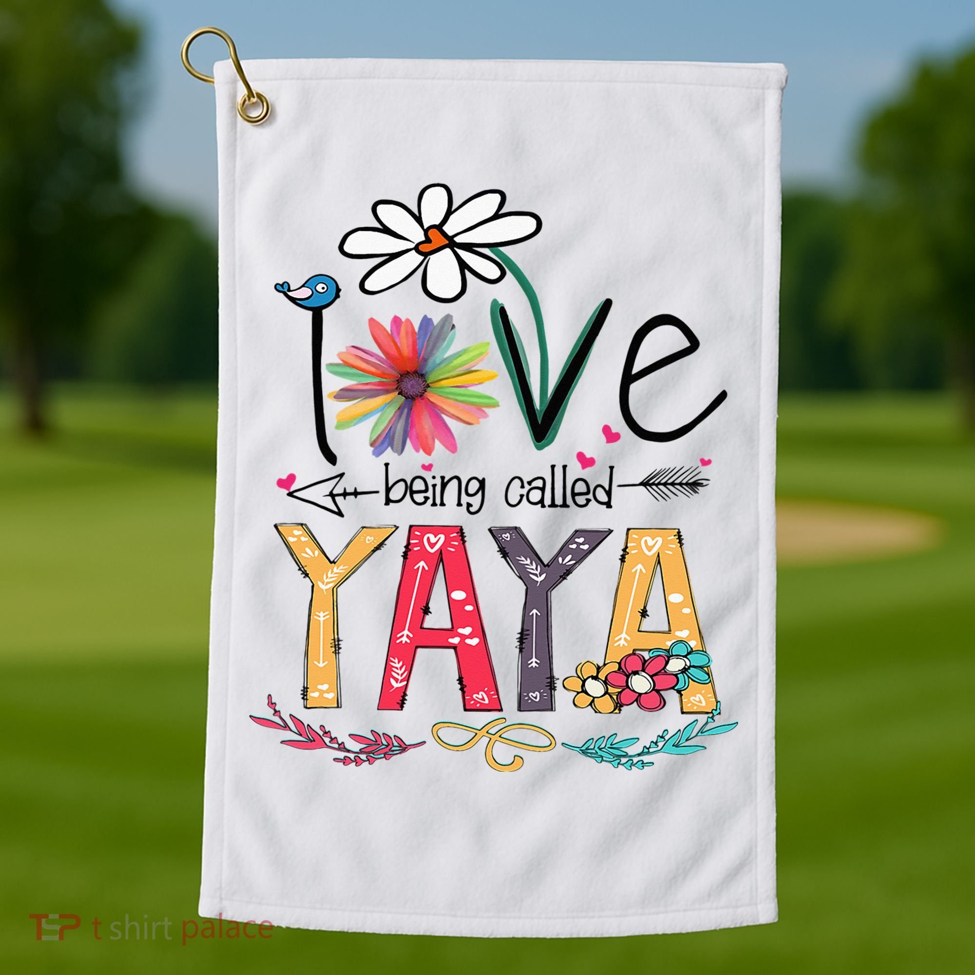 I Love Being Called Yaya Sunflower Mother's Day Golf Towel