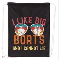 I Like Big Boats And I Cannot Lie Yacht Boating Funny Cruise Drawstring Bag thumb 0