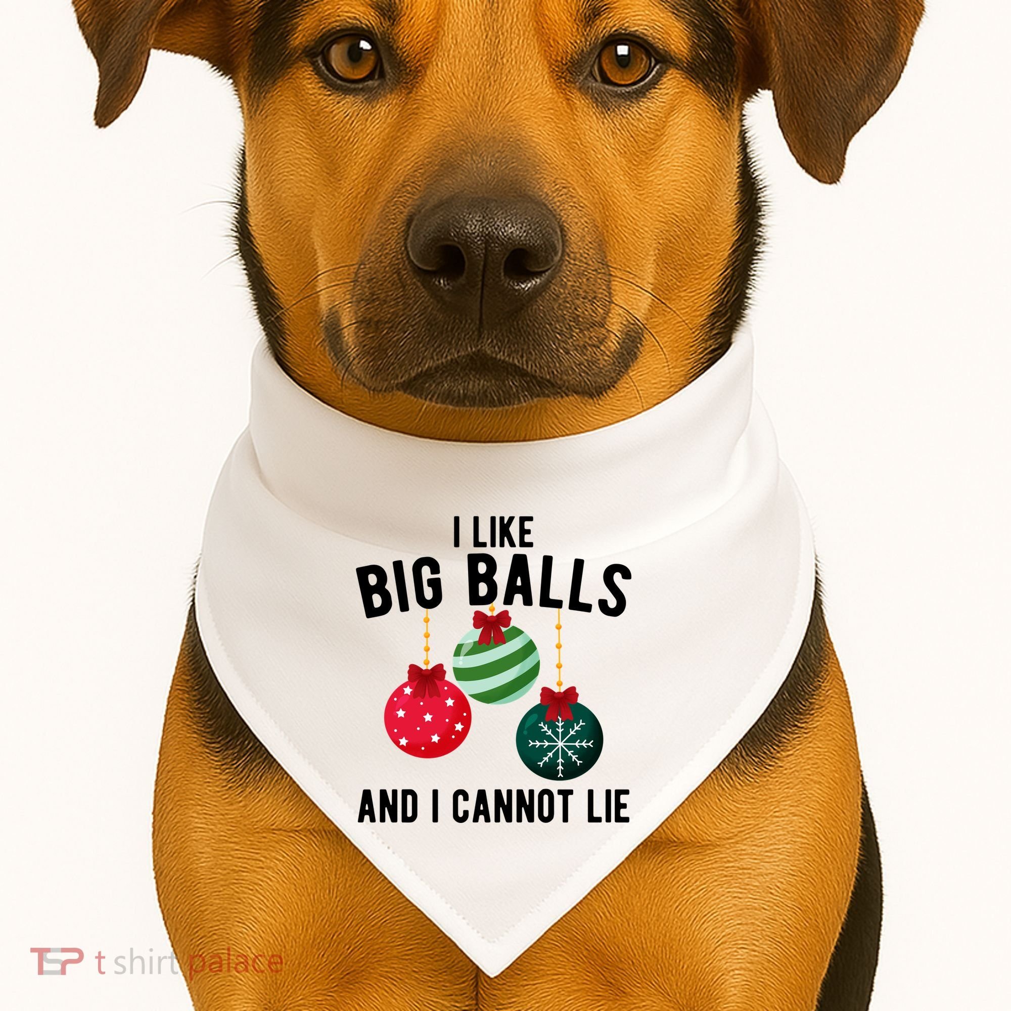 I Like Big Balls And I Cannot Lie Funny Christmas USA-Made Doggie Bandana