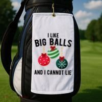 I Like Big Balls And I Cannot Lie Funny Christmas Golf Towel thumb 2