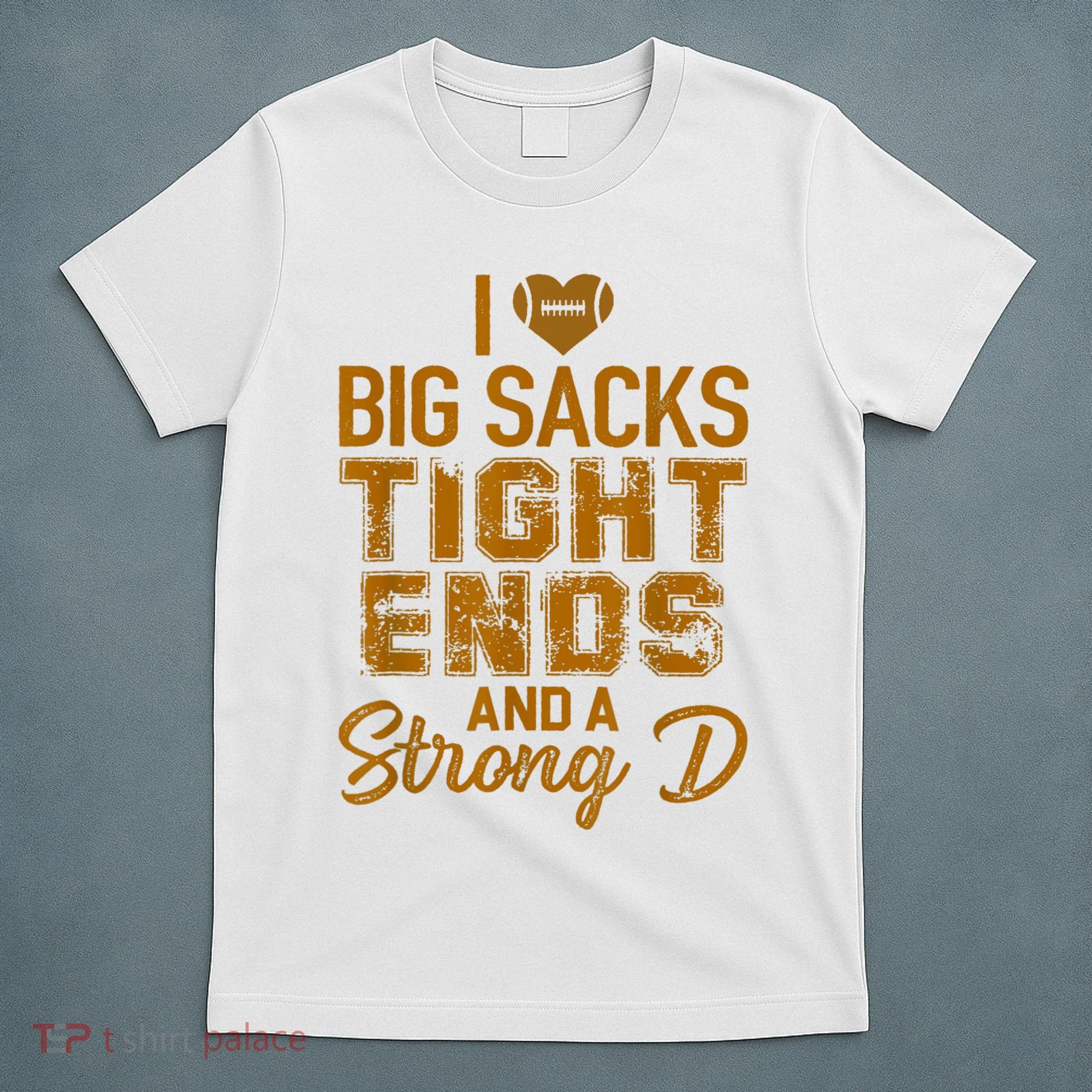 I Love Big Sacks Tight Ends And A Strong D Funny Football T-Shirt