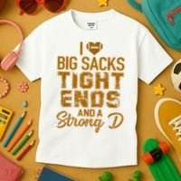 I Love Big Sacks Tight Ends And A Strong D Funny Football Kids T-Shirt thumb 3