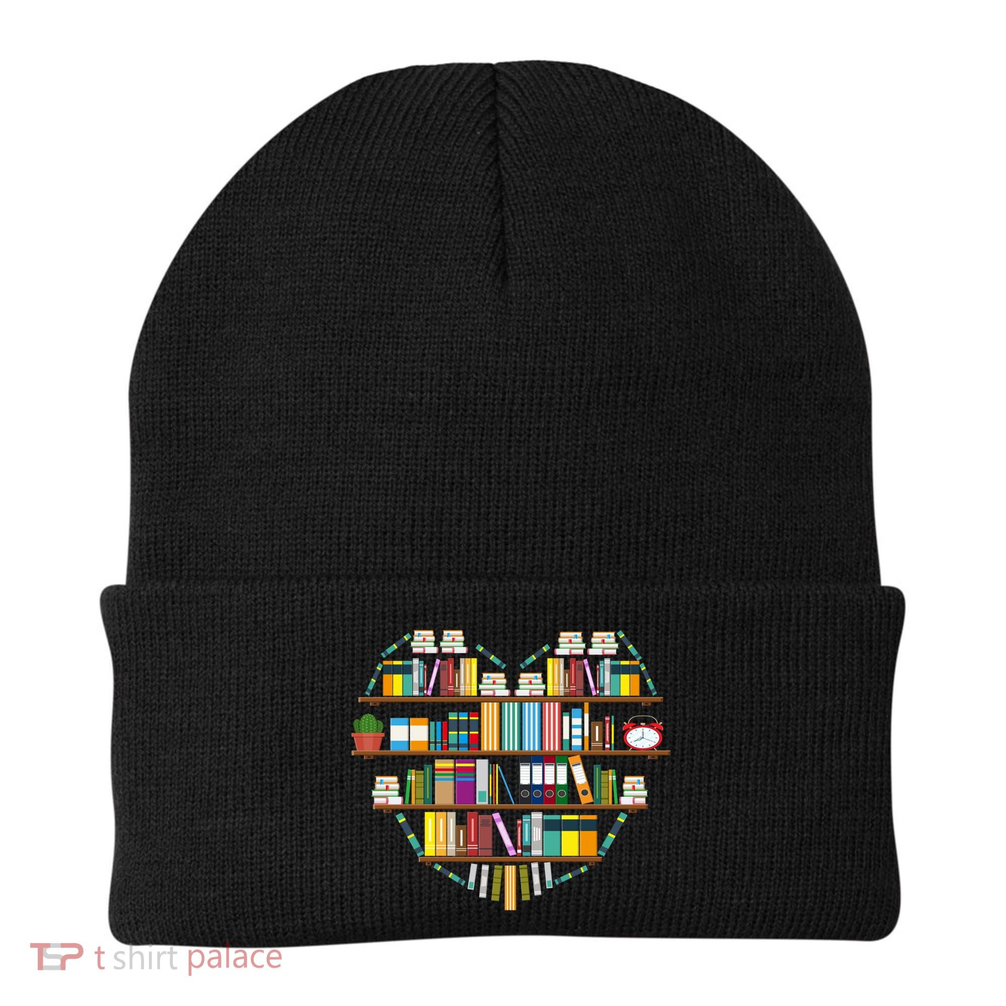 I Love Books Gift Heart Shaped Books Gift Beanie